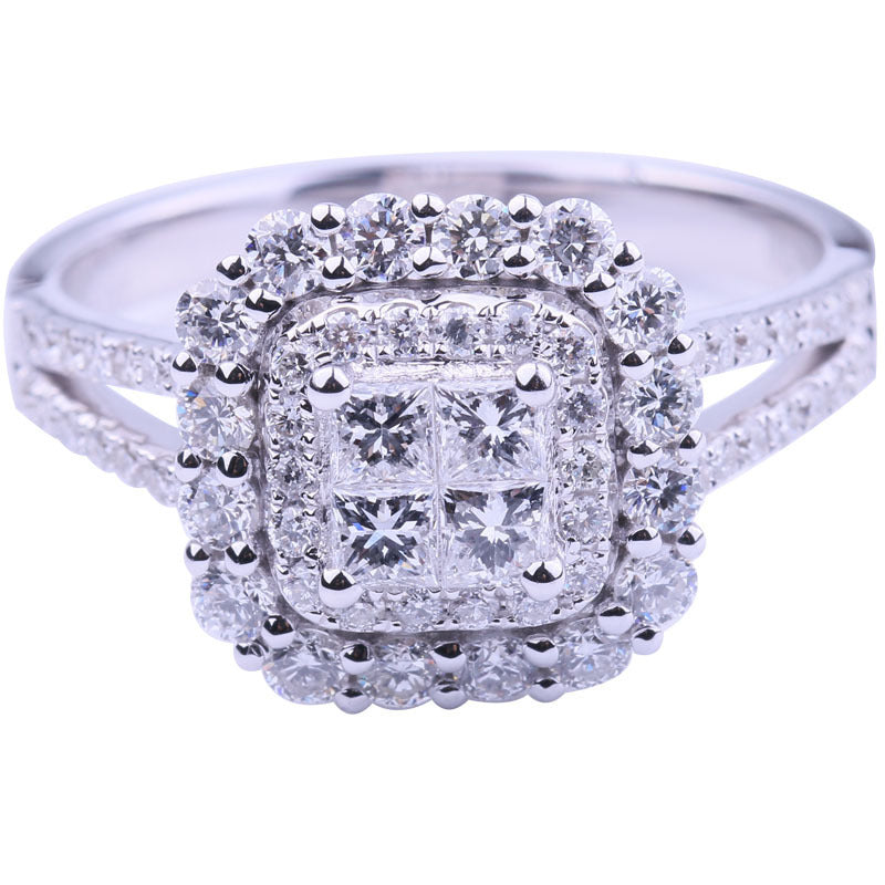 Wholesale Eight Hearts and Eight Diamonds Micro-Set Engagement Ring